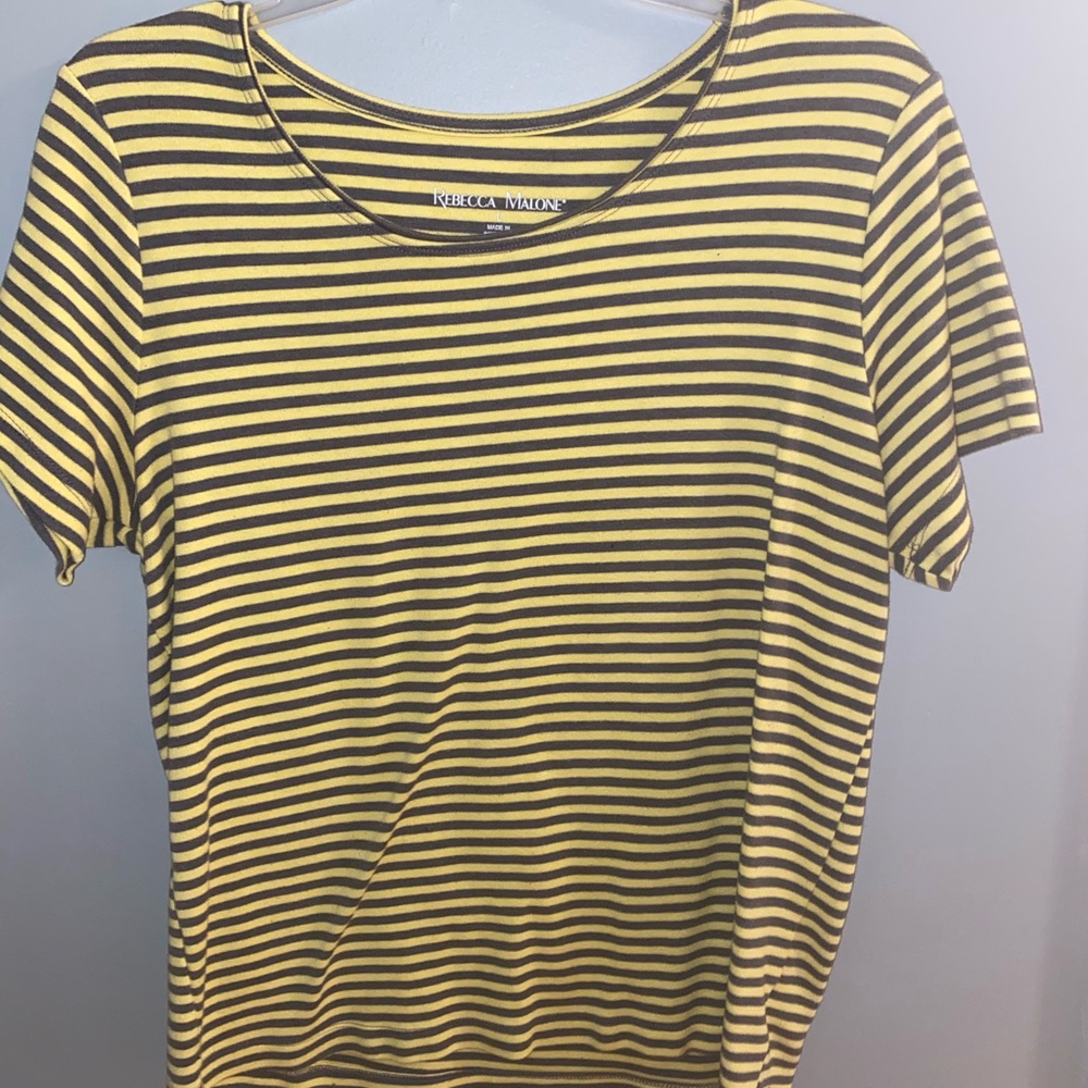 yellow and grey striped shirt